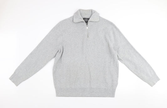 Marks and Spencer Men’s Grey XL Cotton Blend 1/2 Zip Jumper