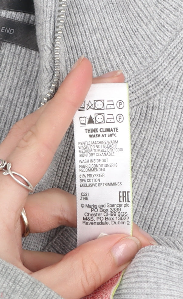 Marks and Spencer Men’s Grey XL Cotton Blend 1/2 Zip Jumper