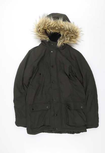 Womens UK Size XS Fluid Green Parka Coat