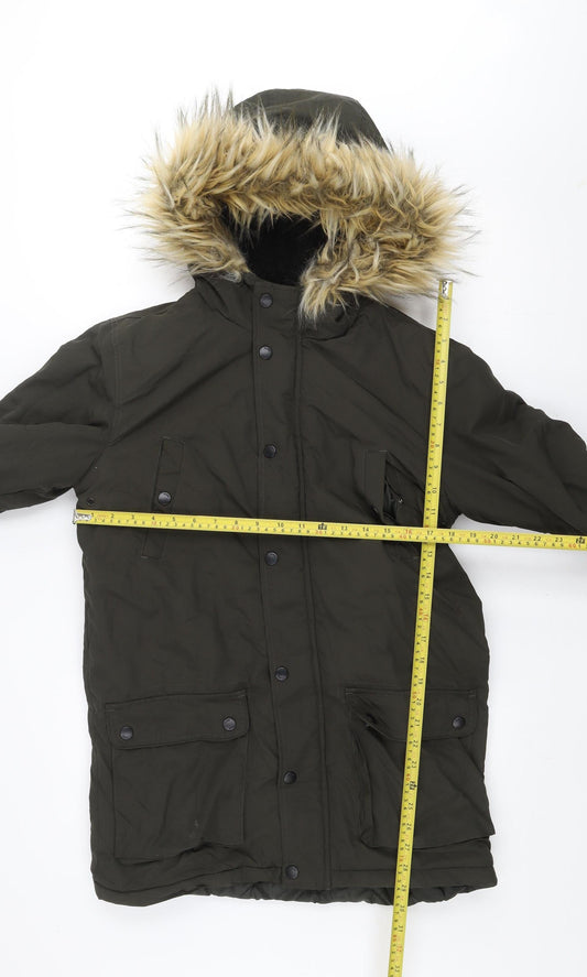 Womens UK Size XS Fluid Green Parka Coat