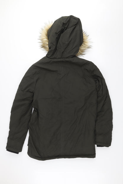 Womens UK Size XS Fluid Green Parka Coat
