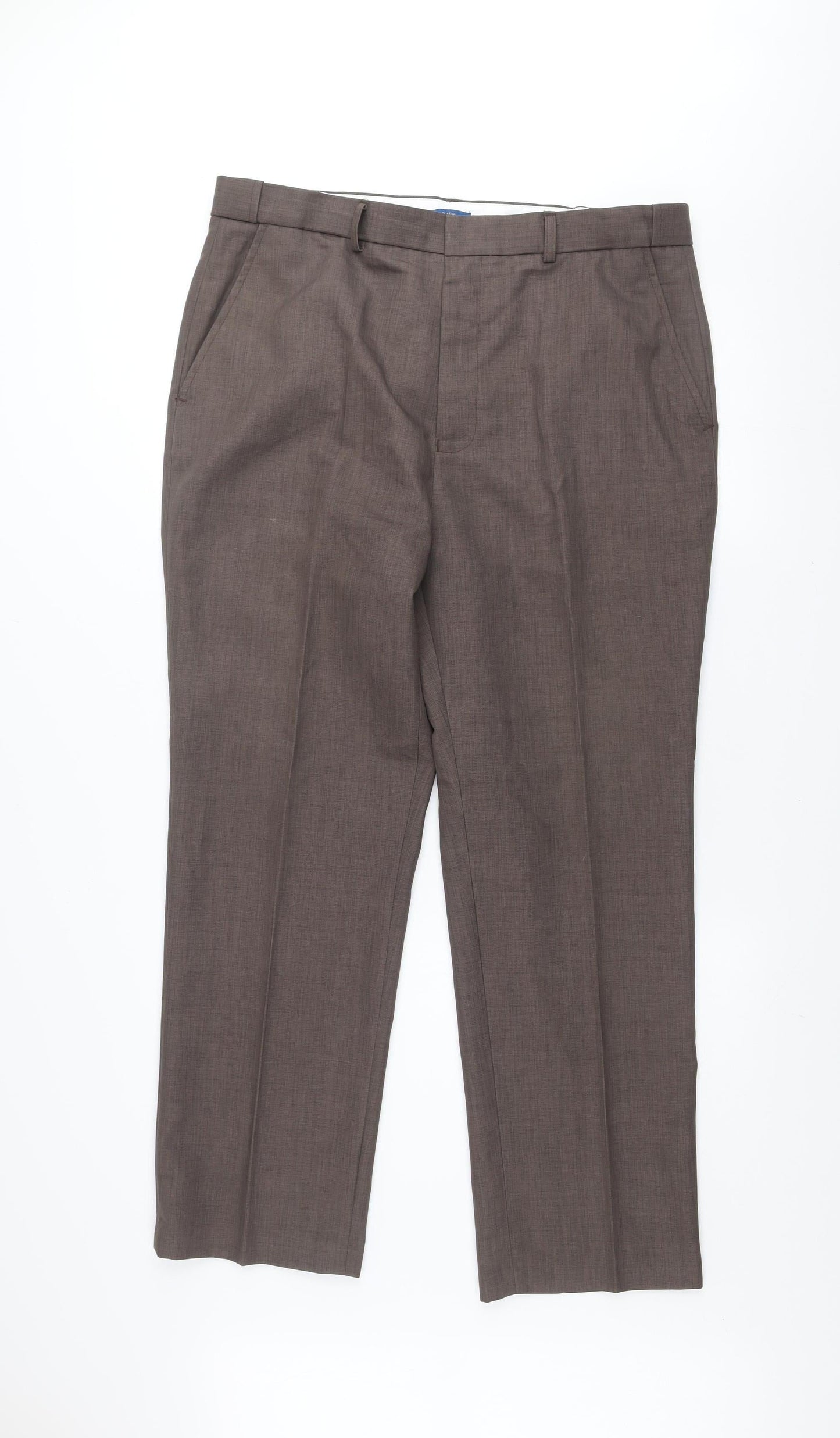 Cotton Traders Men's Brown 38 Classic Fit Straight Dress Pants