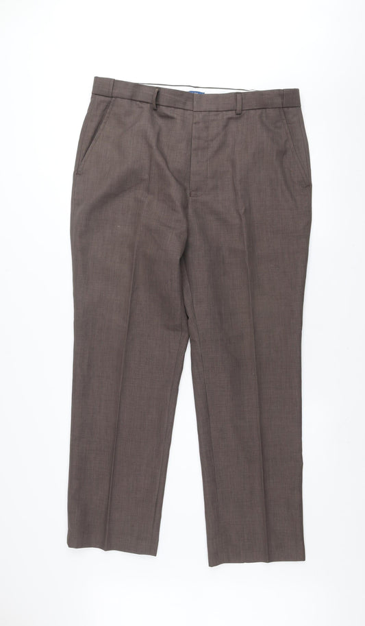 Cotton Traders Men's Brown 38 Classic Fit Straight Dress Pants