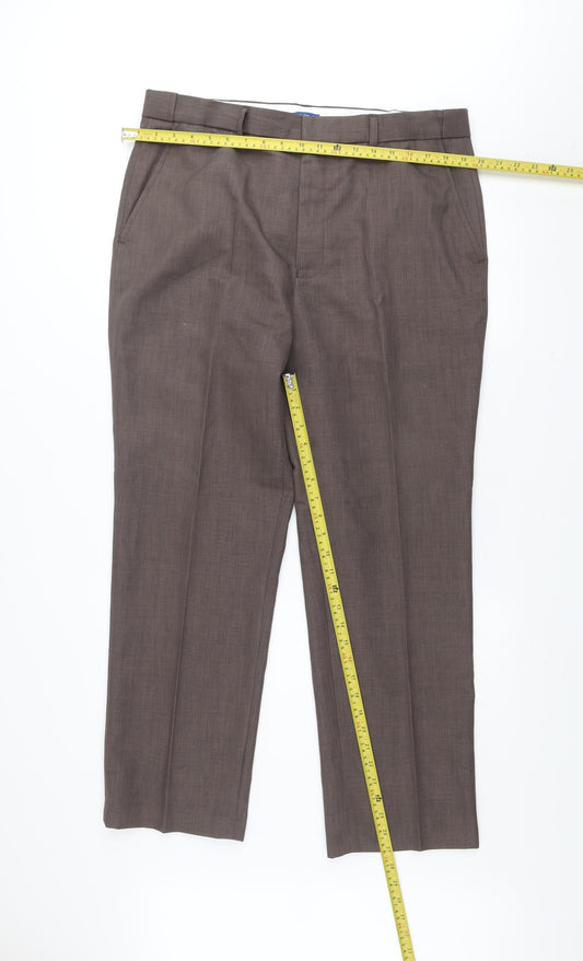 Cotton Traders Men's Brown 38 Classic Fit Straight Dress Pants