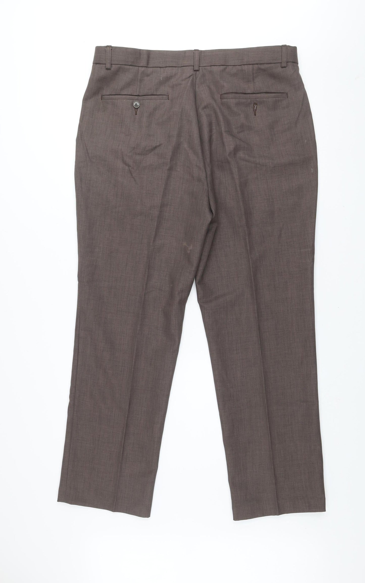 Cotton Traders Men's Brown 38 Classic Fit Straight Dress Pants