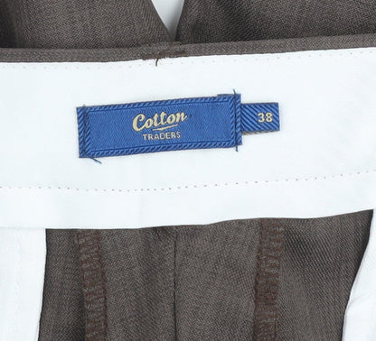 Cotton Traders Men's Brown 38 Classic Fit Straight Dress Pants