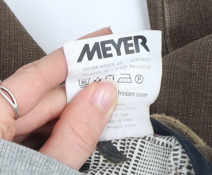 Meyer Men's Brown Chicago Chino Trousers Size 36/32 Cotton Blend