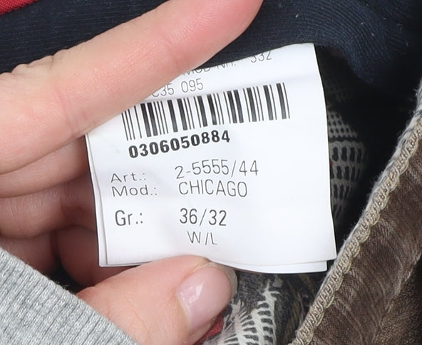 Meyer Men's Brown Chicago Chino Trousers Size 36/32 Cotton Blend