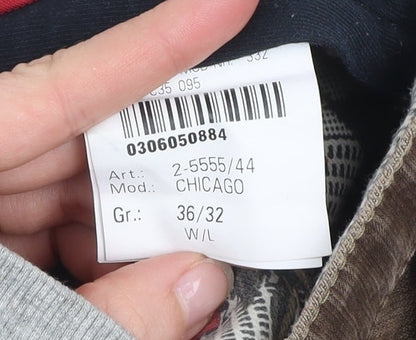 Meyer Men's Brown Chicago Chino Trousers Size 36/32 Cotton Blend