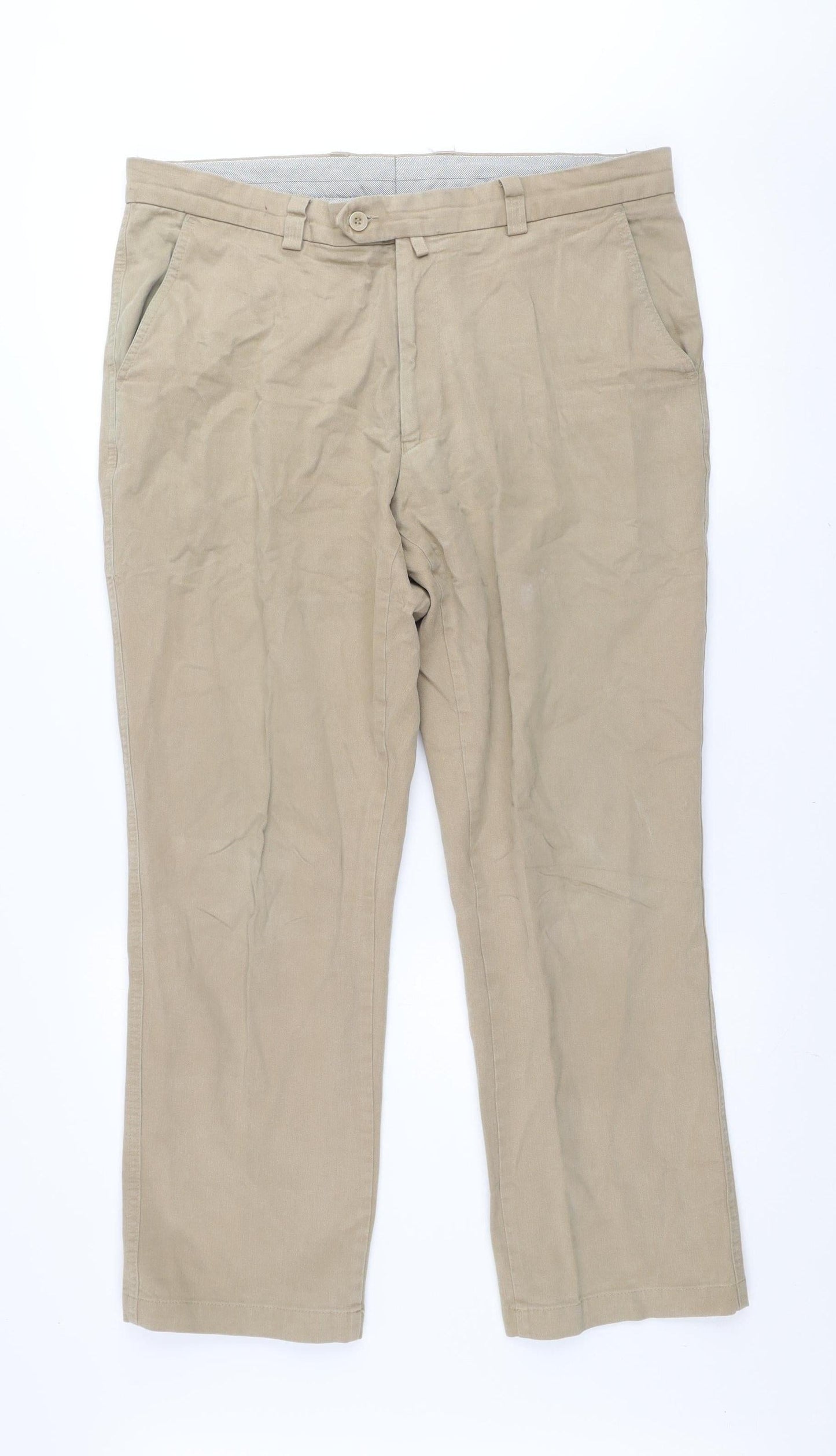 Remus Uomo Men's Beige Chino Trousers Size 34 Regular Fit