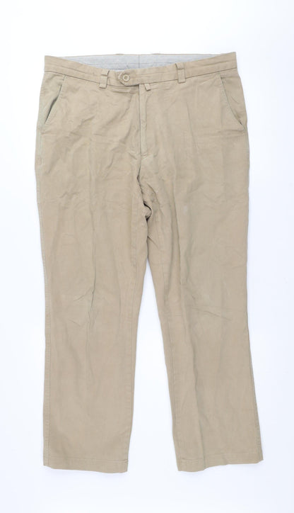 Remus Uomo Men's Beige Chino Trousers Size 34 Regular Fit