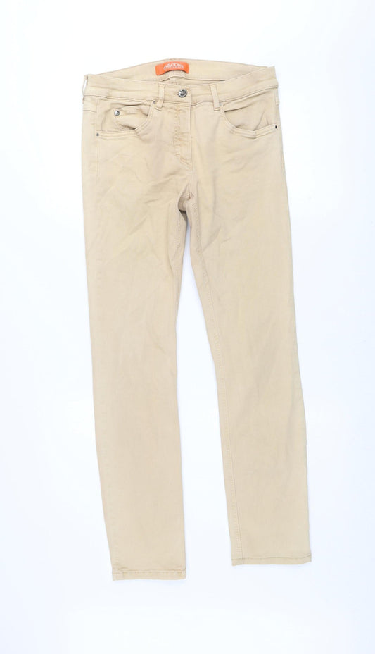 Womens UK Size 8 ZERRES Regular Fit Straight Beige Jeans