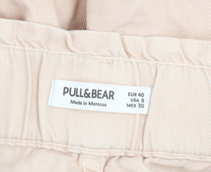 Pull & Bear Women’s Beige Paperbag High-Waist Cotton Jeans Size 12