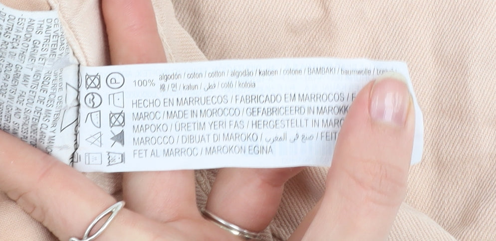 Pull & Bear Women’s Beige Paperbag High-Waist Cotton Jeans Size 12