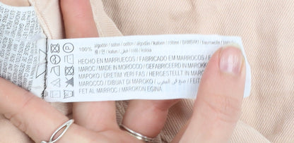 Pull & Bear Women’s Beige Paperbag High-Waist Cotton Jeans Size 12