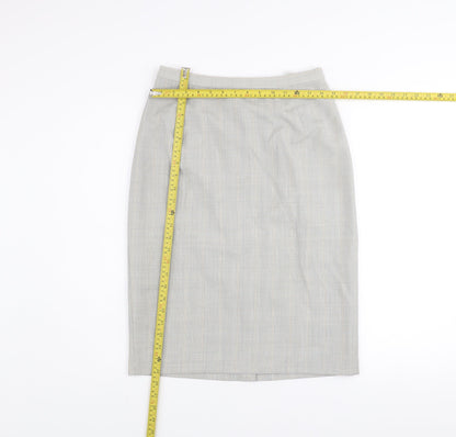 Marks and Spencer Womens Grey Wool Pencil Skirt Size 10 Workwear