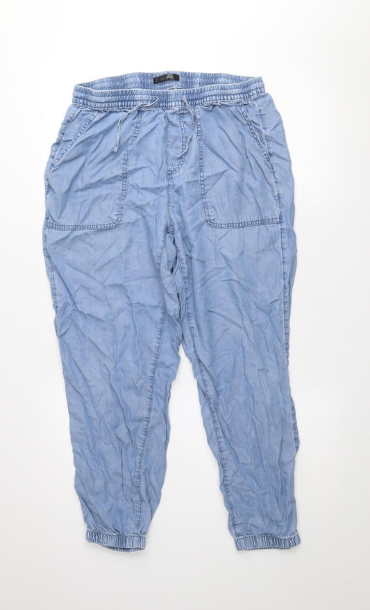 Womens UK Size M Dunnes Relaxed Fit Cropped Blue Jeans