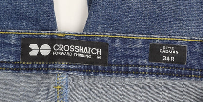Crosshatch Men's Blue Straight Denim Jeans Size 34R Cotton Blend