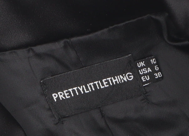 PrettyLittleThing Women’s Black Jacket Dress Size 10 Long Sleeve Satin