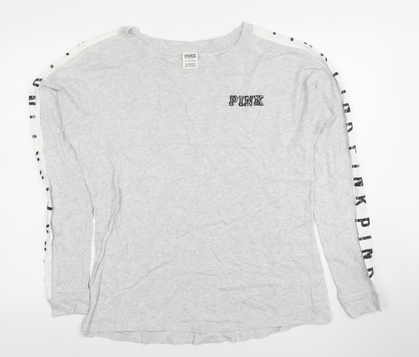 Womens UK Size S Victoria’s Secret PINK Grey Pullover Sweatshirt