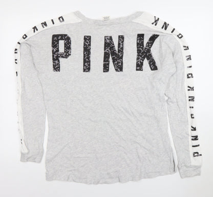 Womens UK Size S Victoria’s Secret PINK Grey Pullover Sweatshirt