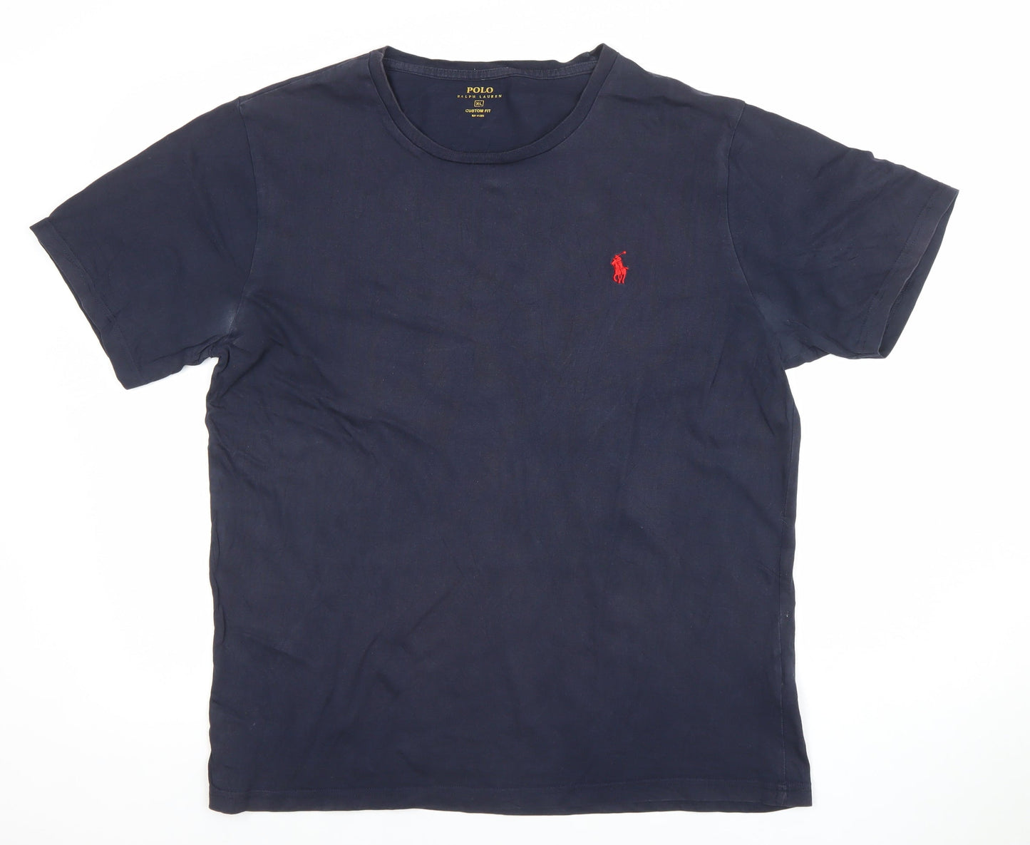 Ralph Lauren Men's Blue XL Custom Fit Crew Neck Cotton T-Shirt