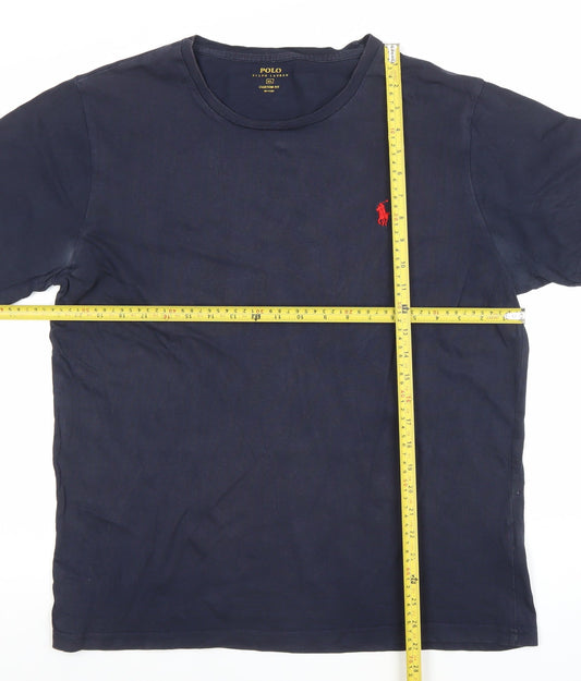 Ralph Lauren Men's Blue XL Custom Fit Crew Neck Cotton T-Shirt