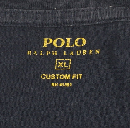 Ralph Lauren Men's Blue XL Custom Fit Crew Neck Cotton T-Shirt