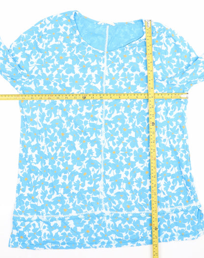 Woolovers Men's Blue Floral 3/4 Sleeve Cotton Modal T-Shirt M