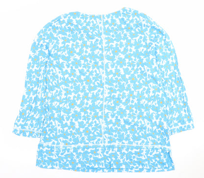 Woolovers Men's Blue Floral 3/4 Sleeve Cotton Modal T-Shirt M