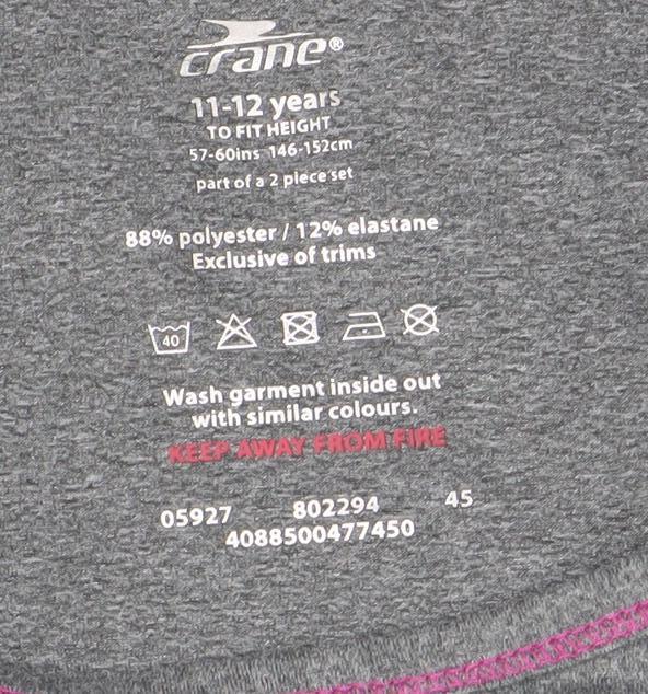 Girls UK Size 11-12 Years Crane Grey Basic T-Shirt