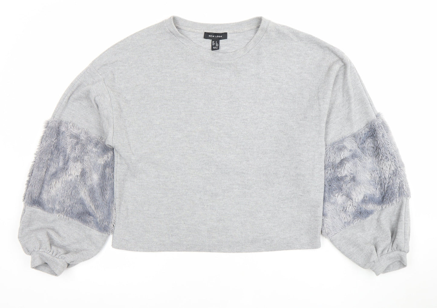 Womens UK Size S New Look Grey Pullover Sweatshirt