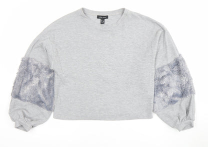 Womens UK Size S New Look Grey Pullover Sweatshirt