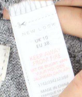 Womens UK Size 10 New Look Grey Pullover Jumper