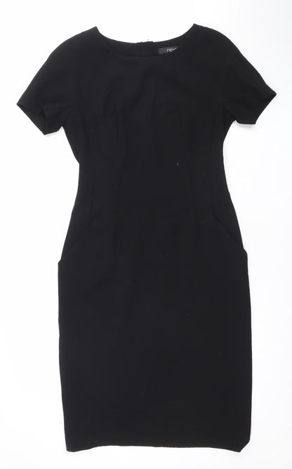Next Women Black Size 10 Sheath Knee Length Work Dress