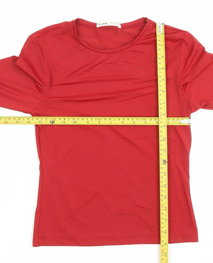 Womens UK Size M Pull&Bear Red Basic T-Shirt