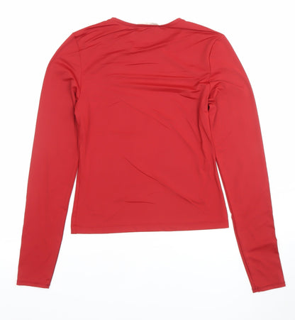 Womens UK Size M Pull&Bear Red Basic T-Shirt