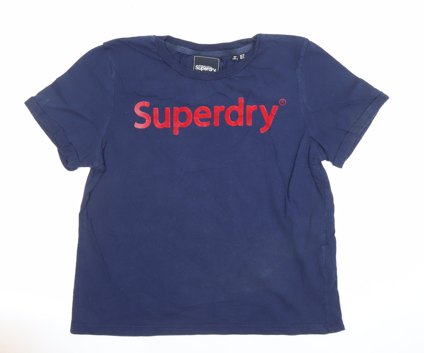 Womens UK Size 10 Superdry Blue Basic T-Shirt