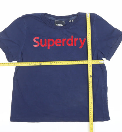 Womens UK Size 10 Superdry Blue Basic T-Shirt