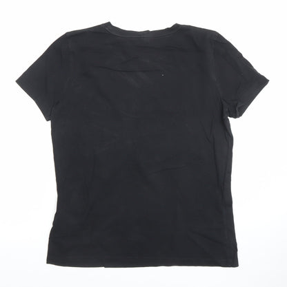 Tommy Hilfiger Men Black Small Logo Cotton Stretch T-Shirt
