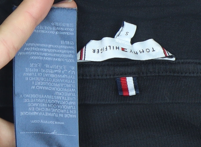 Tommy Hilfiger Men Black Small Logo Cotton Stretch T-Shirt