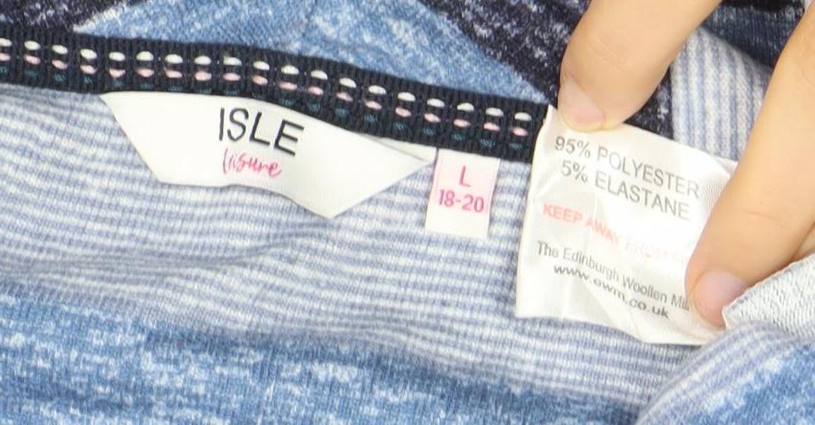 Isle Womens Blue Striped Cowl Neck Long Sleeve T-Shirt Size L