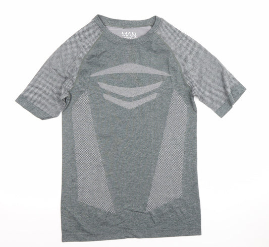 Mens UK Size S MAN Active Grey Gym & Training Running & Jogging CrossFit T-Shirt