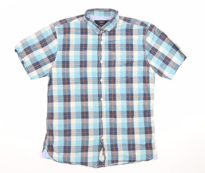 St. Bernard for Dunes Stores Men’s Blue Check Short Sleeve Cotton Shirt Size S