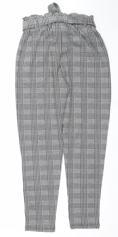 New Look Women's Grey Check Paperbag Trousers Size 8