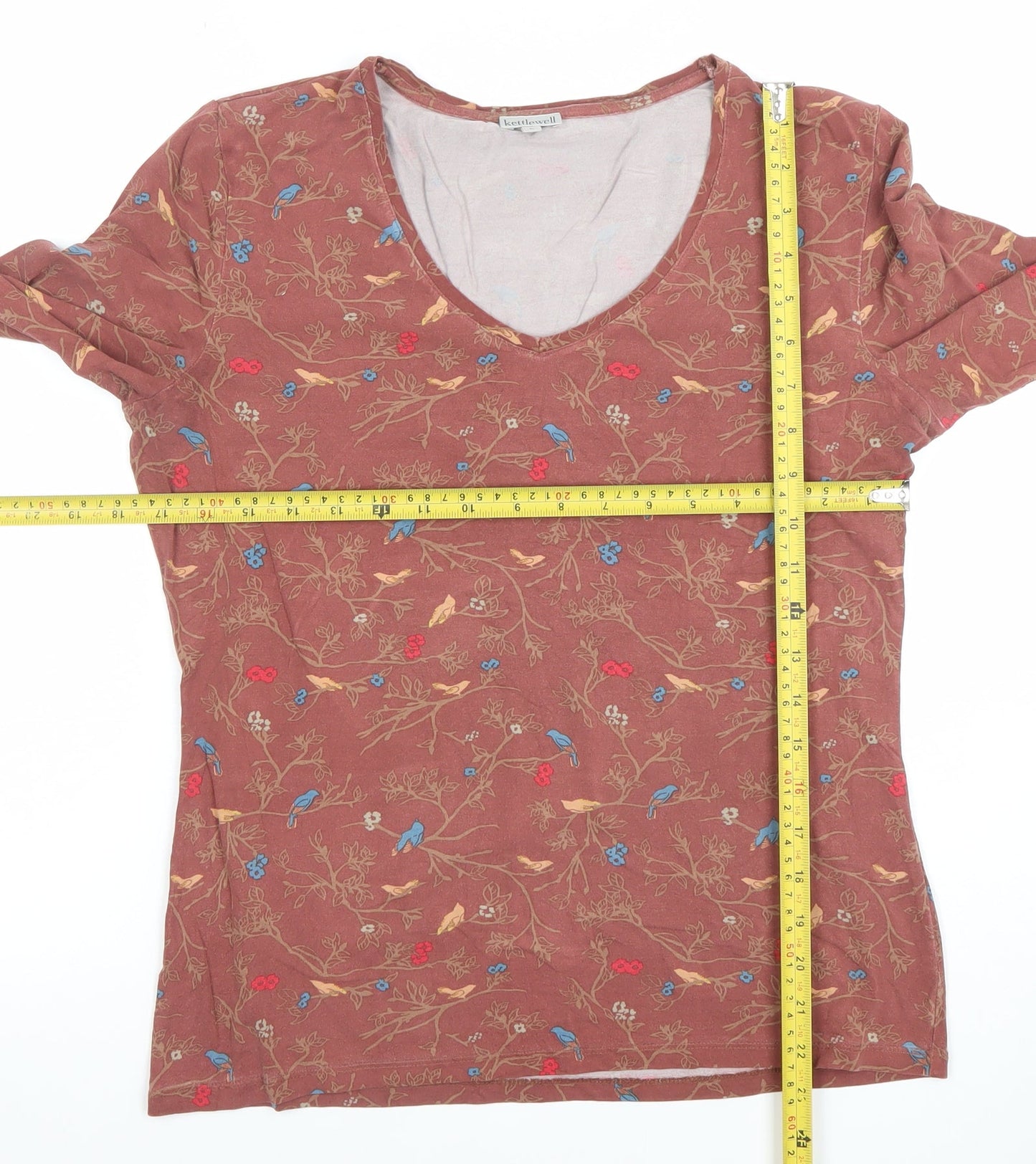 Womens UK Size L Kettlewell Brown Basic T-Shirt