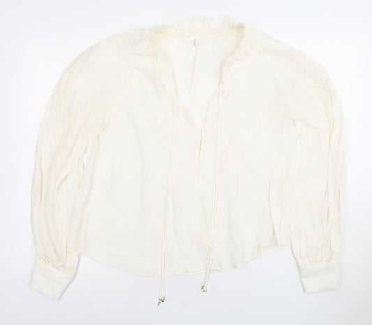 Womens UK Size XS H&M Ivory Tunic Blouse