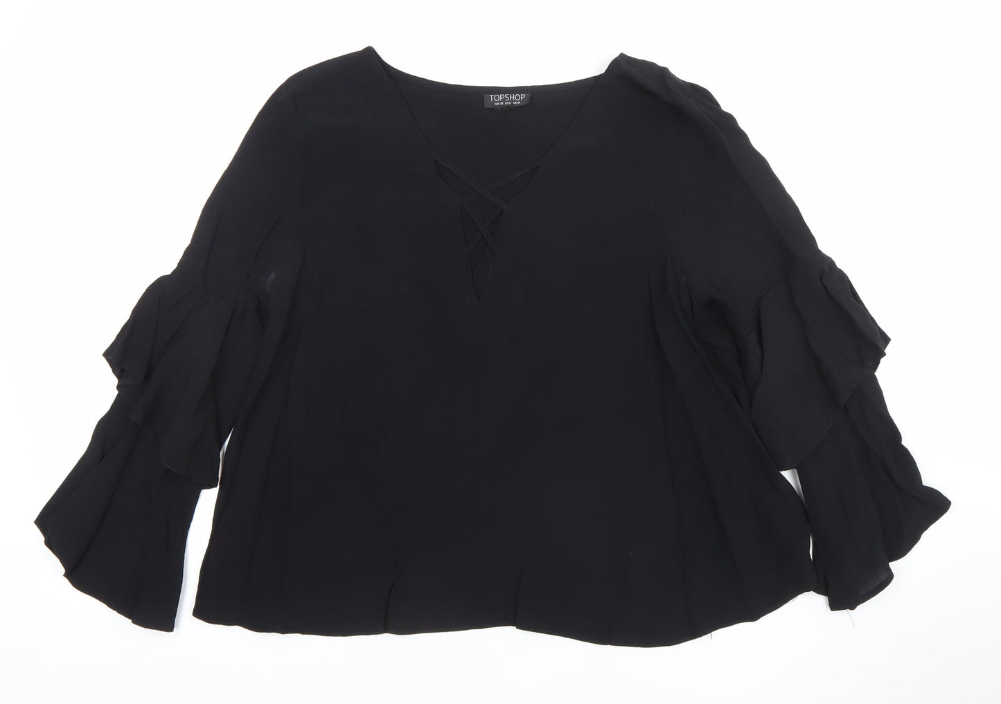 Womens UK Size 10 Topshop Black Tunic Blouse