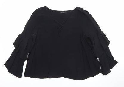 Womens UK Size 10 Topshop Black Tunic Blouse