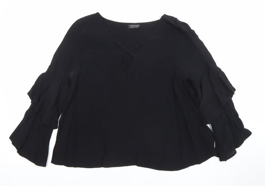 Womens UK Size 10 Topshop Black Tunic Blouse